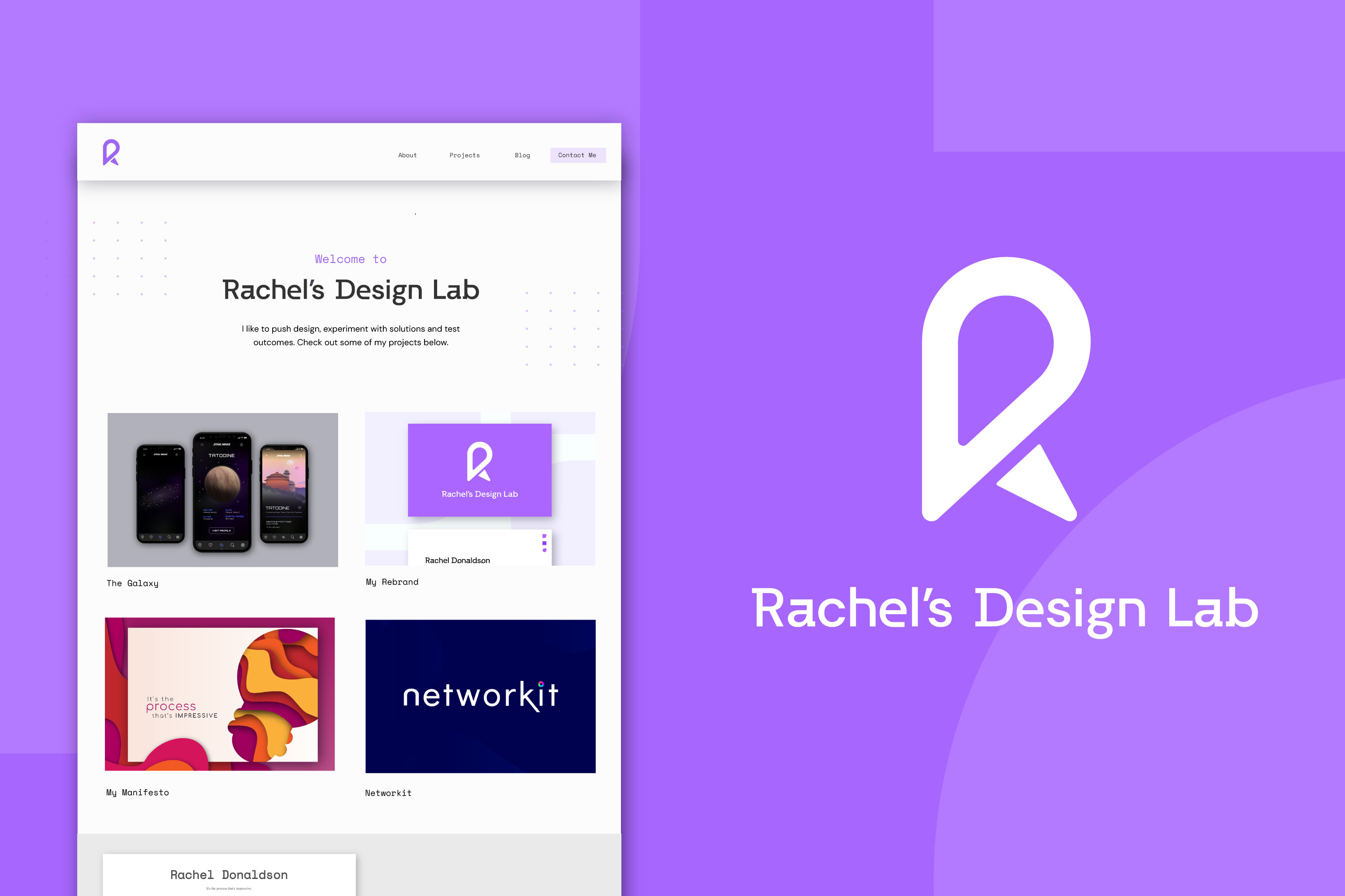 Project image of Rachel's Design lab monogram and website